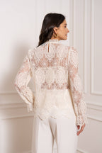 Blouse Faustine dentelle écru femme vue dos