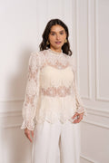 Blouse Faustine dentelle écru femme