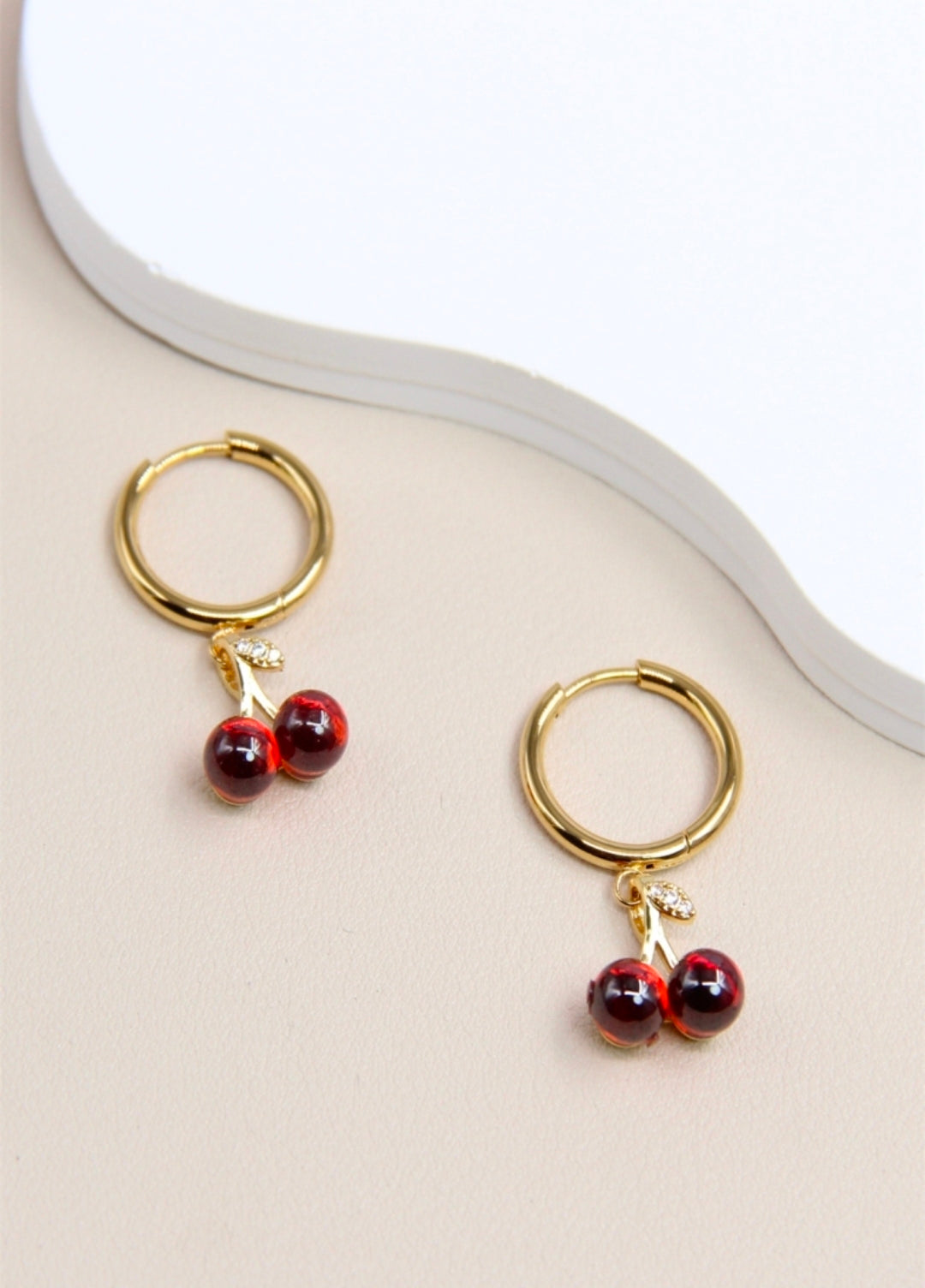 Boucles d'oreilles Cerise dorée femme