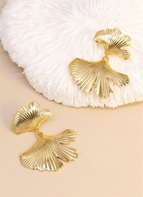 Boucles d'oreilles Ginkgo doré femme