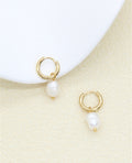 Boucles d'oreilles Perle Naturelle dorée femme