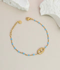 Bracelet Celia perles émaillées bleu doré femme