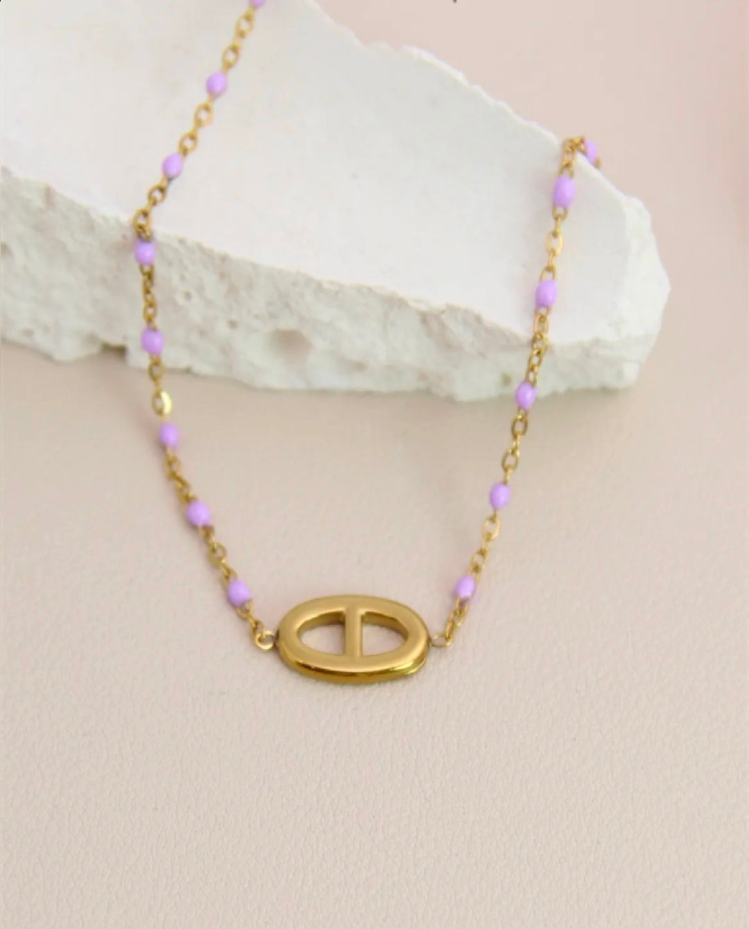 Bracelet Celia perles émaillées violet doré femme