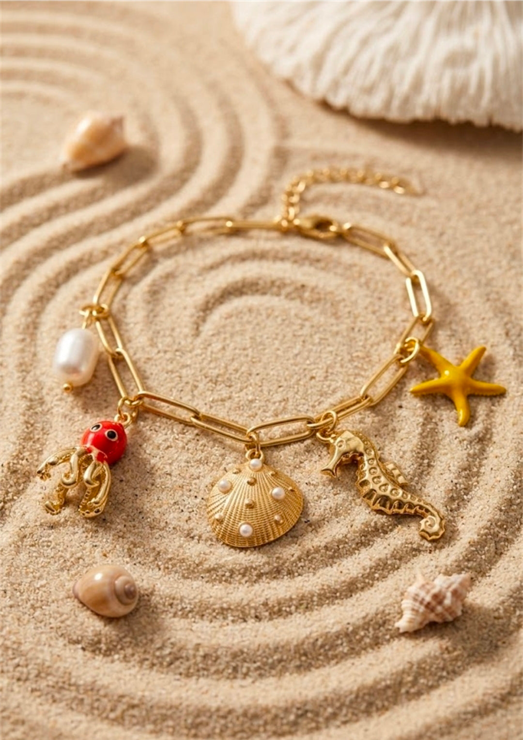 Bracelet Écume Dorée charms femme