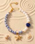 Bracelet Étoile Marine perles bleues femme