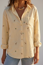 Chemise beige imprimé girafe palmier femme Malika