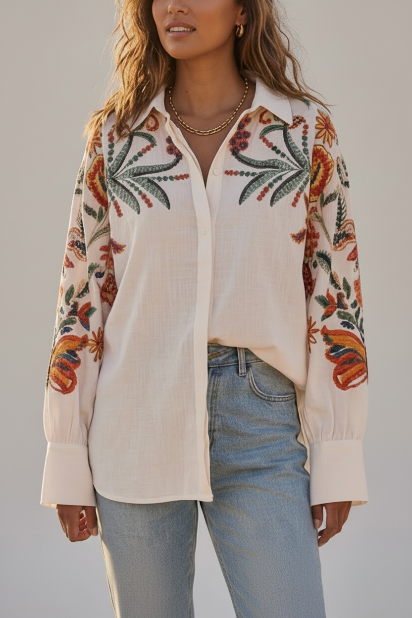 Chemise fleurie blanche femme Sonia