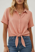 Chemise rose nœud taille femme Amara