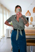 Chemise verte nœud taille femme Amara