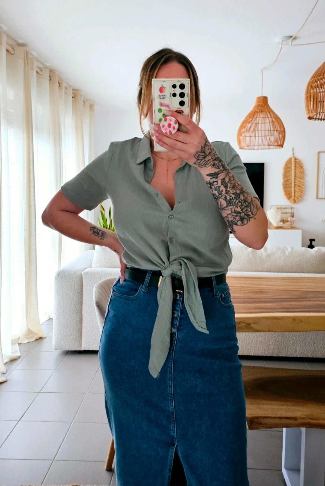 Chemise verte nœud taille femme Amara