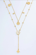 Collier Carla double rang fleur nacrée doré femme