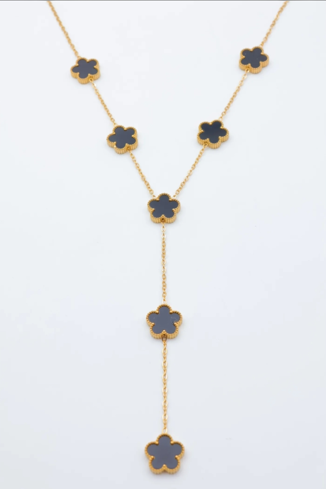 Collier Edelia fleurs noir doré femme