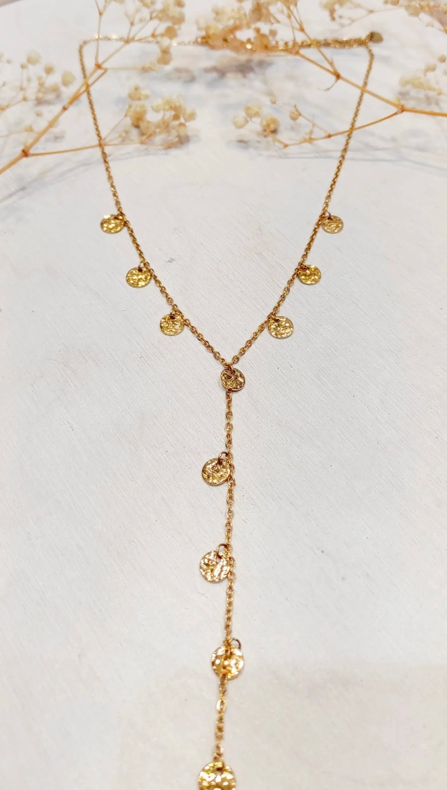 Collier Nova cravate pampilles doré femme