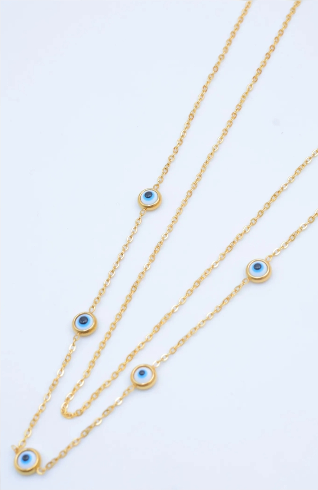 Collier Nyssa double rang œil grec doré femme