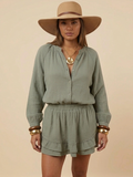 Ensemble kaki chemise et jupe short femme Lea