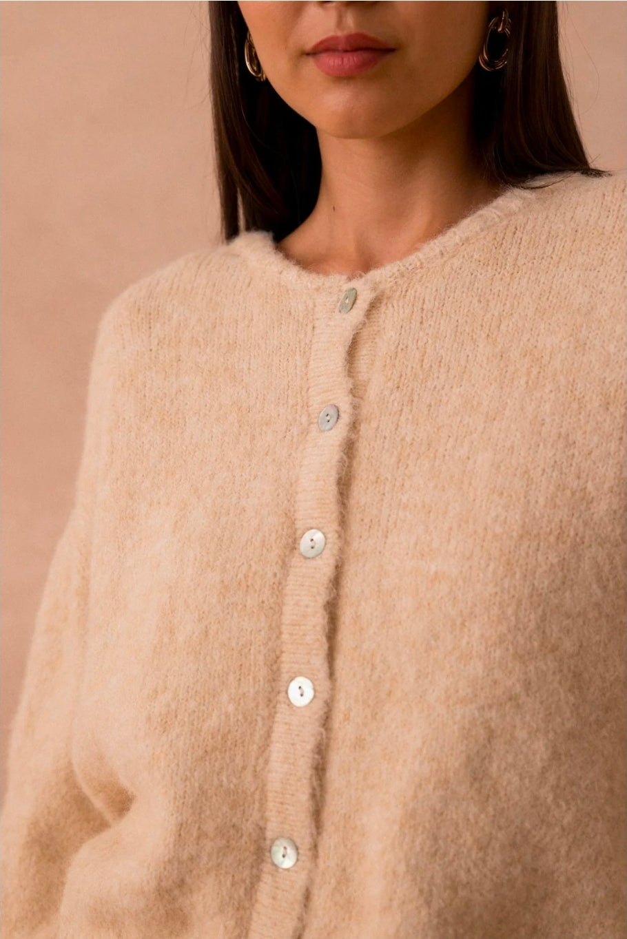 Gilet beige femme Alba détail tissu