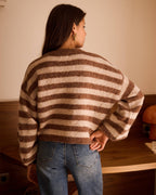 Gilet rayé beige et marron vue de dos