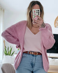 Gilet rose effet crochet femme Marie