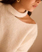 Maille beige femme Jennifer détail de la maille duveteuse