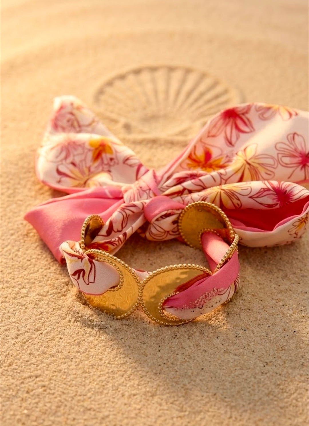 Manchette Fleur Romantique rose dorée femme