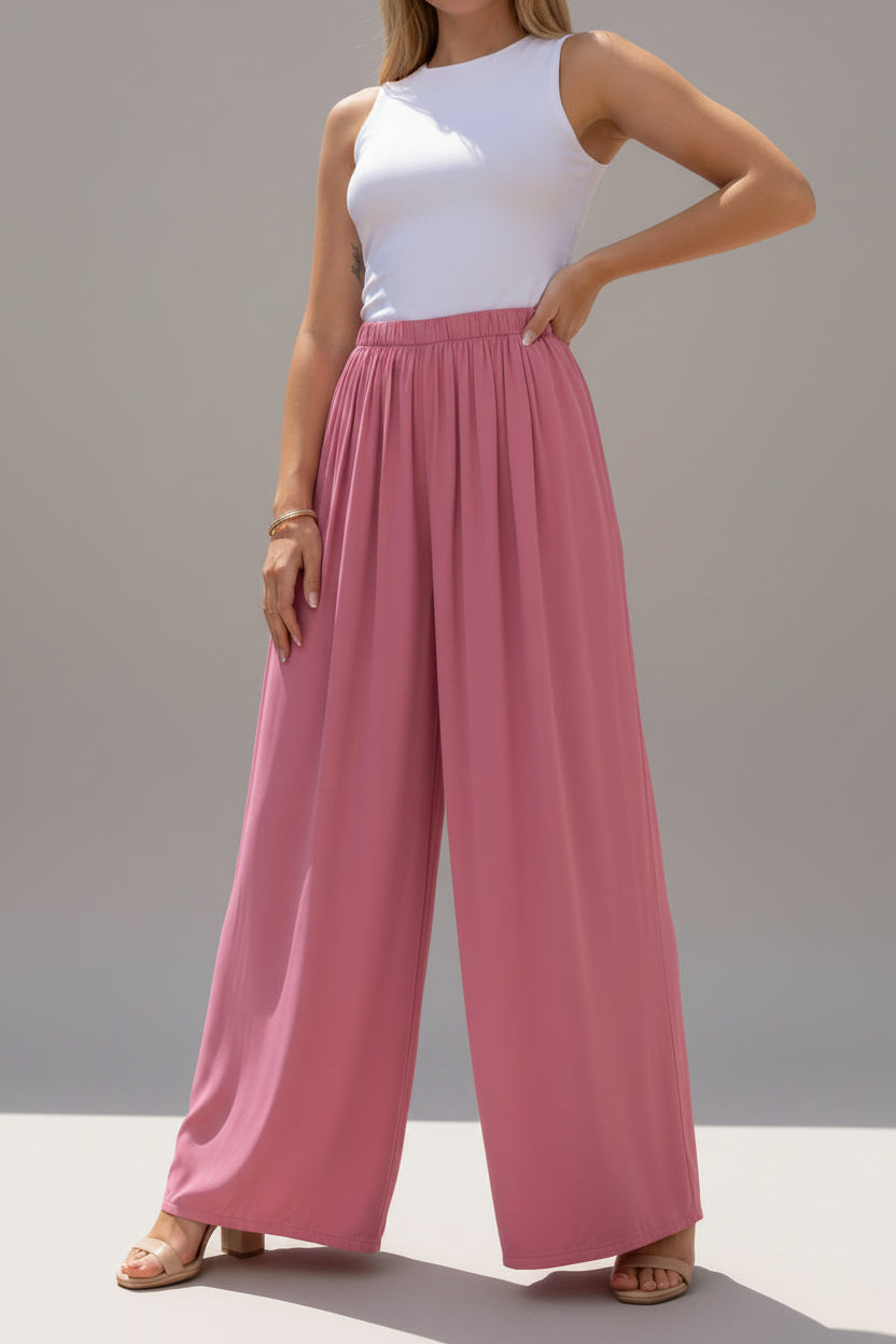 Pantalon fluide rose femme Valentina