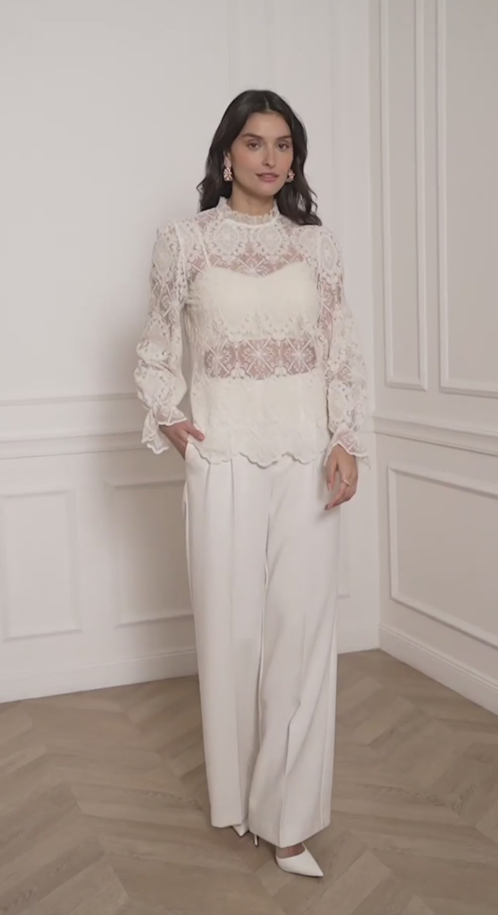 Blouse en dentelle écru | FAUSTINE