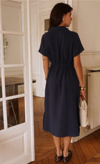Robe chemise mi-longue coton femme Leana vue dos