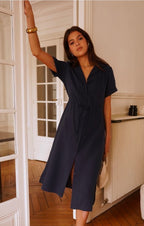 Robe chemise mi-longue coton femme Leana