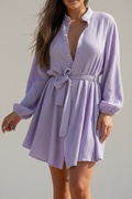 Robe courte lilas coton femme Maeva