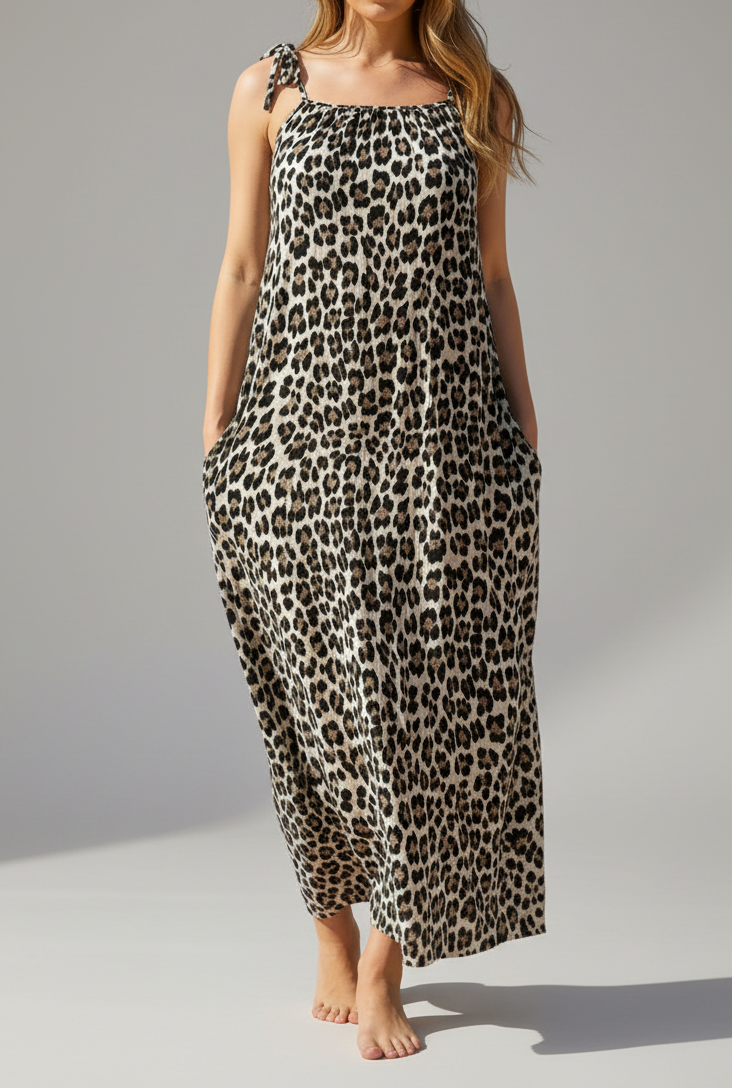 Robe longue léopard coton femme Alessia