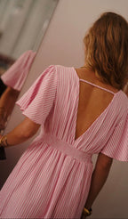 Robe mi-longue col V coton femme Martika détail dos