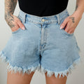 Short en jean clair évasé effiloché femme Malia
