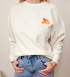 Sweat blanc motif orange femme Kaya