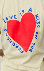 T-shirt beige motif cœur femme Loveli vue dos