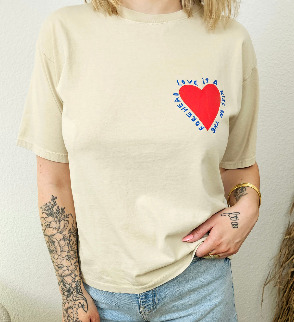 T-shirt beige motif cœur femme Loveli