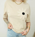 T-shirt beige fleur brodée femme Tiana