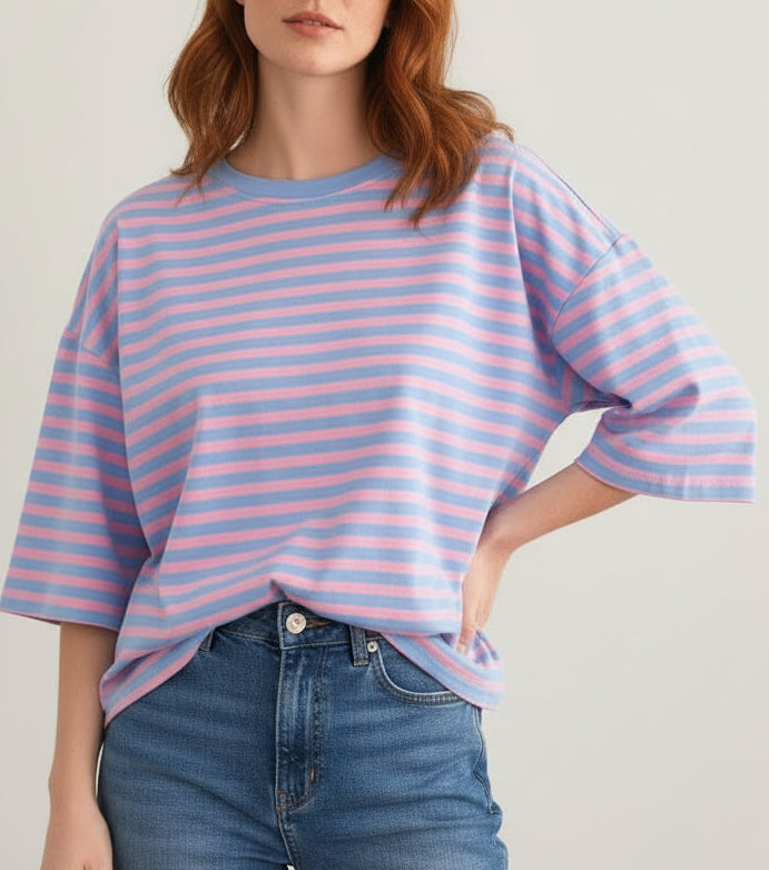 T-shirt rayé rose viscose femme Isabela