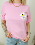 T-shirt rose motif fleur femme Smily