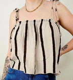 Top bustier beige marron coton femme Sora