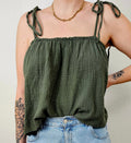 Top bustier kaki coton femme Sora