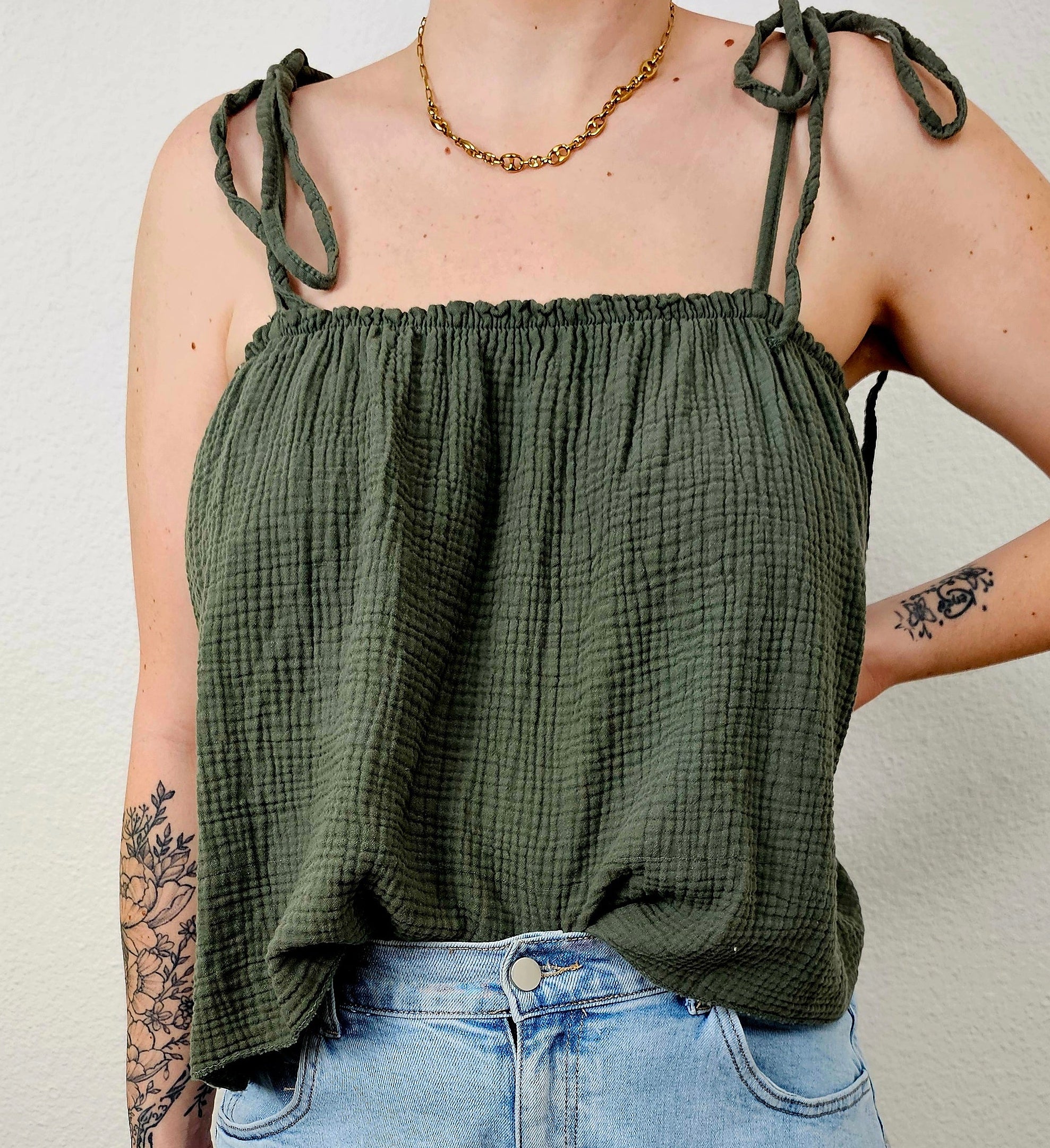 Top bustier kaki coton femme Sora