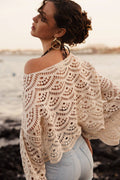 Top crochet ajouré beige motif vagues femme Niela